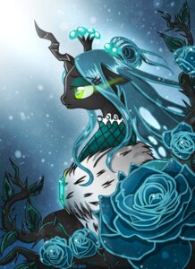 Rating: Safe Score: 0 Tags: 2013 absurd_res arthropod black_body blue_theme changeling_(mlp) clothing cool_colors digital_media_(artwork) e621 eye_mist female feral flower friendship_is_magic glowing glowing_eyes green_eyes green_hair hair half-closed_eyes half-length_portrait hasbro hi_res horn my_little_pony narrowed_eyes plant portrait pupils queen queen_chrysalis_(mlp) royalty side_view slit_pupils solo yula568 User: bunchy7s