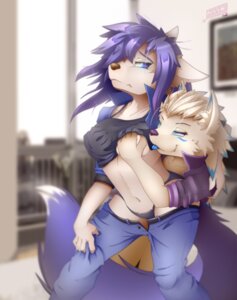 Rating: Questionable Score: 0 Tags: 2013 anthro aura_(krinkles) blue_eyes blue_hair blue_tongue bottomwear bottomwear_down breast_grab breasts canid canine canis clothed clothing digital_media_(artwork) dipstick_tail duo e621 female female/female fluffy fluffy_tail fur grabbing_from_behind grope hair hand_on_breast hand_under_shirt hug inside mammal markings multicolored_tail open_bottomwear open_clothing open_pants panties pants pants_down partially_clothed purple_hair sasha_(lotusgarden) shaded skimpy tail tail_markings tongue tongue_out two_tone_tail underwear undressing white_body white_fur wolf z00p User: bunchy7s