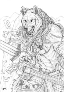 Rating: Safe Score: 0 Tags: 2011 angry anthro axe bottomwear boulder braided_hair broadsword canid canine canis celtic celtic_knot chain clothed clothing e621 fight filigree freedom fur graphite_(artwork) hair jewelry line_art loincloth male mammal melee_weapon monochrome mountain necklace pendant rock scabbard scar signature simul sky solo sword topless traditional_media_(artwork) unavailable_at_source weapon wolf User: bunchy7s