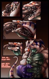 Rating: Explicit Score: 0 Tags: anthro bodily_fluids claws comic cutaway death digital_media_(artwork) drooling duo e621 english_text head_first head_in_mouth hi_res kernac larger_male male male_pred male_prey monster muscular neodokuro oral_vore partially_inside saliva scared size_difference smaller_male tail tail_fetish tail_in_mouth tail_play text vore User: bunchy7s