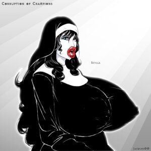 Rating: Questionable Score: 0 Tags: 1:1 big_breasts black_hair blue_eyes bodily_fluids breasts clothing corruption_of_champions drooling e621 female hair hi_res huge_breasts huge_lips jacques00 lips nipples not_furry nun saliva scylla_(coc) simple_background solo thick_lips tight_clothing User: bunchy7s