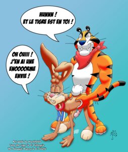 Rating: Explicit Score: 0 Tags: 2006 anal anthro bodily_fluids countershading crossover cum dialogue duo e621 english_text erection felid french_text frosted_flakes genital_fluids genitals humanoid_genitalia humanoid_penis kellogg's lagomorph leporid male male/male male_penetrated male_penetrating male_penetrating_male mammal mascot morkheleb nesquik nesquik_bunny nude pantherine penetration penis rabbit sex tail text tiger tony_the_tiger translated what User: bunchy7s