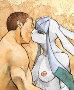 Rating: Questionable Score: 0 Tags: 2014 anthro anthrofied areola biceps breasts canid canine chelsea_hair_cut duo e621 eeveelution eyelashes eyes_closed female fur generation_4_pokemon glaceon hair half-closed_eyes half-length_portrait hattonslayden hi_res human human_on_anthro interspecies kissing long_ears love male male/female mammal manly medium_breasts muscular narrowed_eyes nintendo nipples nude pokemon pokemon_(species) pokemorph pokephilia portrait short_hair side_view User: bunchy7s