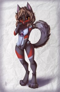 Rating: Safe Score: 0 Tags: 4_toes anthro biped bottomless brown_hair canid canine canis clothed clothing covering covering_self digital_media_(artwork) digitigrade domestic_dog e621 feet female hair mammal nova_grimm pink_nose shirt shy solo standing tail thefuckingdevil toes topwear wide_hips User: bunchy7s
