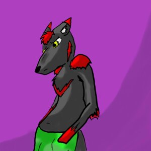Rating: Safe Score: 0 Tags: 1:1 anthro black_body black_fur canid canine canis chance_wulfe clothed clothing e621 fenchfletcher fur grandfathered_content hi_res male mammal purple_background simple_background solo topless wolf User: bunchy7s