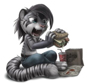 Rating: Safe Score: 0 Tags: anthro blue_eyes chibi clothed clothing e621 eating felid food fur grey_body grey_fur hair male mammal pantherine plantigrade sandwich_(food) silverfox5213 solo stripes tail tiger topless young young_anthro young_male User: bunchy7s