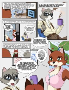 Rating: Safe Score: 0 Tags: anthro beverage blue_eyes bra canid canine clothed clothing coffee comic e621 english_text eve_cadrey female fitz_cadrey food fox green_eyes kurapika male mammal midriff museum procyonid raccoon raven_wolf text underwear User: bunchy7s