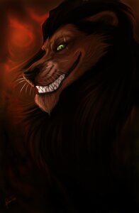 Rating: Safe Score: 0 Tags: bust_portrait disney e621 fangs felid feral green_eyes grin johis lion male mammal pantherine portrait scar scar_(the_lion_king) smile snarling solo teeth the_lion_king User: bunchy7s