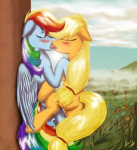 Rating: Questionable Score: 0 Tags: 2012 against_surface against_wall applejack_(mlp) blonde_hair blue_body blue_feathers blue_fur blush bodily_fluids cloud detailed_background duo e621 earth_pony equid equine eyes_closed feathered_wings feathers female female/female feral flower french_kissing friendship_is_magic fur grass hair hasbro hi_res horse kissing leyanor mammal multicolored_hair my_little_pony mythological_creature mythological_equine mythology orange_body orange_fur pegasus plant pony rainbow_dash_(mlp) rainbow_hair saliva sweat tail tongue tongue_out tree wing_boner wings wood User: bunchy7s