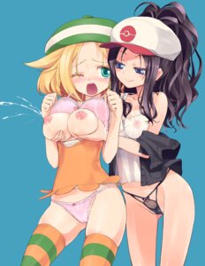 Rating: Questionable Score: 0 Tags: 2girls areolae bianca_(pokemon) black_hair black_panties blonde_hair blue_background blue_eyes blush bra bra_lift breast_grab breast_squeeze breasts cameltoe clothing curvy erect_nipples female female_only green_eyes green_legwear hat hilda_(pokemon) homura_subaru human lactation large_breasts lingerie multiple_females naughty_face nintendo nipples no_bra no_pants orange_legwear panties pokemon projectile_lactation pussy rule34 see-through see-through_clothing see-through_top simple_background striped striped_legwear striped_thighhighs thighhighs trying_not_to_lactate underwear wink yuri User: bunchy7s