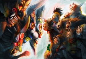 Rating: Safe Score: 0 Tags: anthro demon e621 eye_contact fangs female feral fight glowing glowing_eyes group hasabattle human kakurenbo looking_at_another male mammal mask sharp_teeth teeth young User: bunchy7s