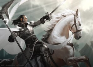 Rating: Safe Score: 0 Tags: 2012 ambiguous_gender armor black_hair cape clothing duo e621 equid equine feral hair hasbro holding_melee_weapon holding_object holding_sword holding_weapon horse human jason_chan magic:_the_gathering male mammal melee_weapon official_art paladin polearm riding straddling sword weapon wizards_of_the_coast User: bunchy7s