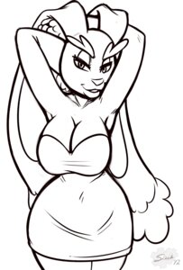 Rating: Safe Score: 0 Tags: 2012 anthro big_breasts breasts cleavage clothed clothing dress e621 female generation_4_pokemon hi_res lagomorph looking_at_viewer lopunny mammal monochrome nintendo pokemon pokemon_(species) smile solo sweetcreamfizz User: bunchy7s