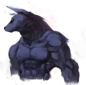 Rating: Safe Score: 0 Tags: abs anthro athletic biceps big_muscles biped black_body black_fur black_nose canid canine canis clothed clothing deanii e621 fur green_eyes hi_res male mammal muscular muscular_anthro muscular_male pecs pose simple_background solo standing topless white_background wolf User: bunchy7s