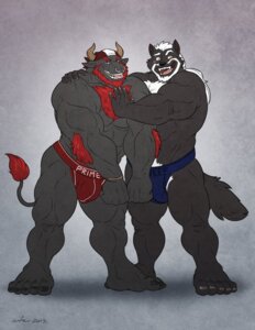 Rating: Questionable Score: 0 Tags: 2013 5_toes abs anthro anthro_on_anthro arm_tuft beard biceps big_muscles black_body black_fur body_hair boku_(character) bovid bovine brown_body brown_eyes brown_fur bulge canid canine canis cattle chest_hair chest_tuft claws clothed clothing duo e621 elbow_tuft eye_scar facial_hair facial_piercing facial_scar fangs feet flexing fur hair hairy hi_res horn humanoid_feet jockstrap kerchief lang looking_at_viewer male mammal muscular muscular_male nails nose_piercing pec_grab pecs piercing plantigrade pose pubes red_body red_fur red_hair scar septum_piercing standing tail tail_tuft teeth toes tongue tongue_out topless tuft underwear wfa white_body white_fur white_hair wolf yellow_eyes User: bunchy7s