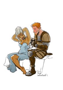 Rating: Explicit Score: 0 Tags: 1boy 1girls 2011 2d alistair_theirin armor blonde_hair breasts color dalish_elf dragon_age dragon_age_origins dress elf elf_ears elf_female facial_tattoo female grey_warden lyna_mahariel male male_human/female_elf rule34 steve_lecouilliard tagme tattoo white_background white_hair User: bunchy7s