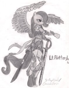 Rating: Safe Score: 0 Tags: 2012 anthro anthrofied armor e621 equid equine feathered_wings feathers female fluttershy_(mlp) friendship_is_magic greyscale hasbro hi_res mammal melee_weapon monochrome my_little_pony mythological_creature mythological_equine mythology pegasus rayfriedh simple_background solo sword traditional_media_(artwork) weapon white_background wings User: bunchy7s