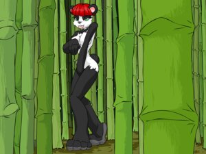 Rating: Questionable Score: 0 Tags: 4:3 anthro bamboo bamboo_tree bear e621 female giant_panda green_eyes hair hi_res mammal pikanjo plant red_hair solo tree wallpaper User: bunchy7s