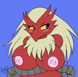 Rating: Questionable Score: 0 Tags: 2013 anthro areola avian big_breasts bird blaziken blonde_hair blue_background blue_eyes blush breasts crossed_arms darkdragonv0942 e621 erect_nipples female generation_3_pokemon hair jmynstyx looking_away nintendo nipples non-mammal_breasts non-mammal_nipples pokemon pokemon_(species) simple_background smile solo User: bunchy7s