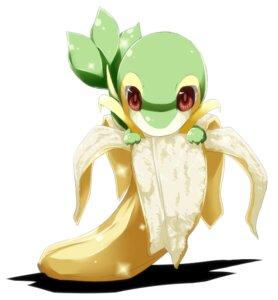Rating: Safe Score: 0 Tags: ambiguous_gender banana e621 feral food fruit generation_5_pokemon in_food kioa looking_at_viewer micro nintendo plant pokemon pokemon_(species) red_eyes reptile scalie simple_background snivy solo white_background User: bunchy7s