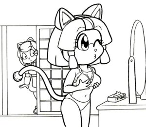 Rating: Questionable Score: 0 Tags: anthro being_watched big_eyes black_and_white bra breasts clothed clothing domestic_cat door duo e621 felid feline felis female francine_manx fully_clothed hair holding_breast inside looking_at_another looking_at_mirror looking_at_object looking_at_self mammal mirror monochrome one_eye_closed panties polly_esther samurai_pizza_cats shep short_hair skimpy solo_focus standing tail tissue underwear wink User: bunchy7s
