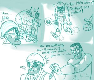 Rating: Explicit Score: 0 Tags: 2d 3boys drugs embarrassed engineer_(team_fortress_2) erection erection_under_clothes glasses gloves goggles hard_hat heavy_(team_fortress_2) heavy_weapons_guy human human_male human_only imminent_sex injection knee_pads male male_only medic_(team_fortress_2) overalls pants_down pants_pulled_down rule34 running_away shirt_removed syringe team_fortress_2 tool_box yaddie yaoi User: bunchy7s