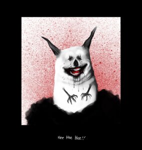 Rating: Questionable Score: 0 Tags: 4_fingers ambiguous_gender black_eyes bodypaint creepy e621 face_paint fingers monster nightmare_fuel open_mouth smile solo teeth tongue what woogle User: bunchy7s