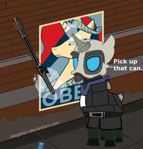 Rating: Safe Score: 0 Tags: >:3 barack_obama_"hope"_poster can clothing combine container crossover dialogue diegotan dominant e621 english_text equid equine friendship_is_magic half-life hasbro horn magic male mammal mask my_little_pony mythological_creature mythological_equine mythology poster princess_celestia_(mlp) solo stunstick suit text unicorn valve valve_corporation User: bunchy7s