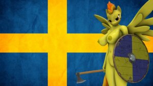 Rating: Explicit Score: 0 Tags: 16:9 3d_(artwork) anthro anthrofied areola axe battle_axe big_breasts breasts digital_media_(artwork) dual_holding e621 equid equine erect_nipples feathered_wings feathers female flag flag_background friendship_is_magic genitals hasbro holding_object holding_shield holding_weapon huge_breasts mammal melee_weapon my_little_pony mythological_creature mythological_equine mythology navel nipples pegasus round_shield shield smile solo source_filmmaker_(artwork) spitfire_(mlp) standing swedish swedish_flag swedishsnus vulva weapon widescreen wings wonderbolts_(mlp) wood wood_shield yellow_body yellow_feathers User: bunchy7s