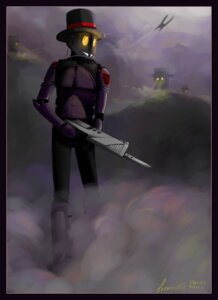 Rating: Safe Score: 0 Tags: armor black_border border clothing cool_colors detailed detailed_background e621 fog hat headgear headwear hi_res holding_object holding_weapon humanoid jailbot_x lascaux machine male military military_uniform not_furry robot robot_humanoid solo superjail! superjail_soldier toony uniform weapon User: bunchy7s