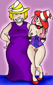 Rating: Explicit Score: 0 Tags: 2girls ball_gag blonde_hair bondage carpet_matching_drapes corset female female_only hat human humanized long_hair marilyn_(mario) mario_(series) multiple_females multiple_girls nintendo paper_mario paper_mario:_the_thousand-year_door pink_hair pubic_hair pussy rule34 shadow_siren straight_hair susiebeeca tied_hands tied_up vivian_(paper_mario) witch_hat User: bunchy7s