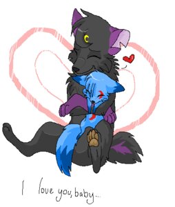 Rating: Safe Score: 0 Tags: 4_toes aliasing ambiguous_gender barefoot black_body black_fur blue_body blue_fur blue_tail_tip canid canine canis digital_media_(artwork) dipstick_tail domestic_dog duo e621 english_text eyes_closed feet feral front_view fur heart_symbol hug mammal markings multicolored_tail paws purple_body purple_fur sasoridanna94 sitting size_difference smile tail tail_markings text toes User: bunchy7s