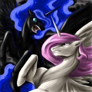 Rating: Safe Score: 0 Tags: 1:1 angry black_body blue_hair duo e621 equid equine feathered_wings feathers female feral friendship_is_magic green_eyes hair hasbro hi_res horn long_hair mammal my_little_pony mythological_creature mythological_equine mythology nightmare_moon_(mlp) open_mouth pink_eyes pink_hair princess princess_celestia_(mlp) pupils royalty sibling_(lore) sister_(lore) sisters_(lore) slit_pupils valkyrie-girl white_body winged_unicorn wings User: bunchy7s