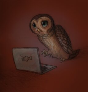 Rating: Safe Score: 0 Tags: ambiguous_gender aquatic avian bird bubble claws computer cyprinid cypriniform e621 electronics feathered_wings feathers feral fish goldfish laptop nargle_(artist) owl solo wings User: bunchy7s