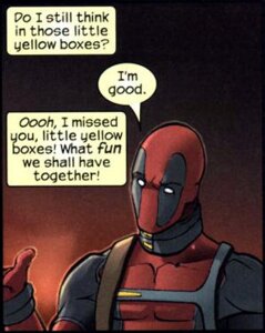 Rating: Safe Score: 0 Tags: breaking_the_fourth_wall clothing collar comic costume deadpool dialogue e621 english_text human low_res male mammal marvel mask meme meta not_furry solo speech_bubble text unknown_artist western_comics_(style) User: bunchy7s Rating: Safe Score: 0 Tags: breaking_the_fourth_wall clothing collar comic costume deadpool dialogue e621 english_text human low_res male mammal marvel mask meme meta not_furry solo speech_bubble text unknown_artist western_comics_(style) User: bunchy7s