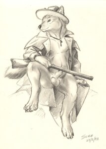 Rating: Explicit Score: 0 Tags: 2012 animal_genitalia anthro balls canid canine canis casual_nudity clothing coyote e621 fully_sheathed furgonomics genitals graphite_(artwork) gun hat headgear headwear holding_gun holding_object holding_ranged_weapon holding_weapon jewelry male mammal necklace nude ranged_weapon scale_(artist) sheath sketch solo tail traditional_media_(artwork) weapon User: bunchy7s