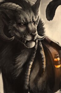 Rating: Safe Score: 0 Tags: braided_hair digital_media_(artwork) digital_painting_(artwork) e621 fangs felid feral hair half-length_portrait horn hybrid lion male mammal painting_(artwork) pantherine portrait quadruped solo teeth vial woari User: bunchy7s