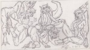 Rating: Explicit Score: 0 Tags: 2011 alternate_version_at_source anthro breasts butt canid canine e621 elguason felid female fox genitals graphite_(artwork) greyscale group hushoo male male/female mammal monochrome simple_background tail traditional_media_(artwork) vulva white_background young young_anthro User: bunchy7s