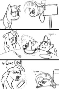 Rating: Safe Score: 0 Tags: 2:3 black_and_white cartoon_physics cereal comic dialogue dragon e621 earth_pony english_text equid equine female feral food friendship_is_magic fur hair hasbro hi_res horn horse in_food in_mailbox magic mailbox male mammal meme monochrome my_little_pony mythological_creature mythological_equine mythological_scalie mythology pinkie_pie_(mlp) pony scalie scared scroll simple_background sketch spike_(mlp) text toilet twilight_sparkle_(mlp) unicorn unknown_artist white_background User: bunchy7s