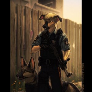 Rating: Safe Score: 0 Tags: 1:1 anthro badge canid canine canis clothed clothing domestic_dog duo e621 fence feral fighterjet fully_clothed gloves grass gun handwear male mammal officer outside plant police police_dog ranged_weapon rifle shotgun tail uniform weapon weaver_rail User: bunchy7s