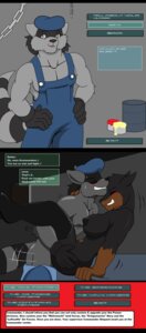 Rating: Explicit Score: 0 Tags: anthro armor black_bars brainwashing butt canid canine canis clothed clothing commander dobermann domestic_dog droll3 duo e621 engineer_(profession) engineering english_text factory female gloves hands_on_hips handwear hi_res letterbox machine male male/female mammal mind_break muscular muscular_male overalls pinscher procyonid raccoon research solo text topless worker User: bunchy7s