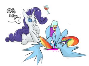 Rating: Questionable Score: 0 Tags: 2013 alcohol beverage blue_body blue_eyes blue_feathers blue_fur container cup drinking_glass duo e621 english_text equid equine feathered_wings feathers female feral food friendship_is_magic frumplechuck fur gem glass glass_container glass_cup hair hasbro horn looking_at_viewer lying mammal multicolored_hair my_little_pony mythological_creature mythological_equine mythology on_back open_mouth pegasus puddle purple_eyes purple_hair rainbow_dash_(mlp) rainbow_hair rarity_(mlp) shaded simple_background sitting soft_shading tail teeth text unicorn white_background white_body white_fur wine wine_bottle wine_glass wings User: bunchy7s