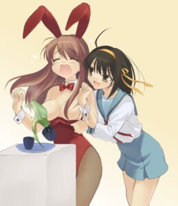 Rating: Explicit Score: 0 Tags: 2girls animal_ears asahina_mikuru assisted_exposure blush breast_grab breasts brown_eyes brown_hair bunny_ears bunnysuit censored closed_eyes clothing color convenient_censoring female female_only hair_ribbon kayuko large_breasts long_hair medium_breasts mucha multiple_females multiple_girls open_mouth pantyhose piyodera_mucha ribbon rule34 school_uniform serafuku skirt suzumiya_haruhi suzumiya_haruhi_no_yuuutsu wrist_cuffs User: bunchy7s