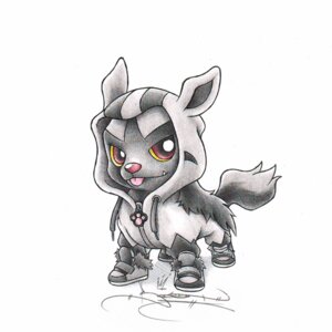 Rating: Safe Score: 0 Tags: 1:1 2013 ambiguous_gender canid canine clothing colored_pencil_(artwork) cosplay costume e621 evolutionary_family feral footwear fur generation_3_pokemon hoodie itsbirdyart jacket laces mammal mightyena nintendo paws pokemon pokemon_(species) pokemon_costume poochyena red_eyes shoes solo tongue tongue_out topwear traditional_media_(artwork) User: bunchy7s