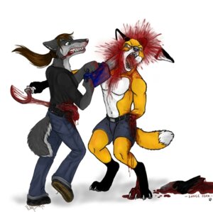 Rating: Explicit Score: 0 Tags: 1_missing_limb amputation amputee anthro blood bodily_fluids canid canine canis chainsaw clenched_teeth clothed clothing digitigrade disability disembowelment dismemberment duo e621 female fox gore gun guts hair intestines lancefoxx male mammal missing_arm missing_ear missing_hand open_mouth organs plantigrade ponytail power_tool ranged_weapon sickle tail teeth tools topless unknown_artist weapon wolf User: bunchy7s