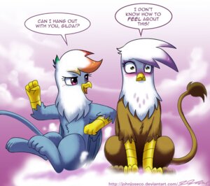 Rating: Safe Score: 0 Tags: 2014 avian beak blue_body blue_feathers blue_fur blush brown_body brown_fur cloud dialogue duo e621 english_text equid equine feathered_wings feathers female feral friendship_is_magic fur gilda_(mlp) gryphon hair hasbro john_joseco mammal multicolored_hair my_little_pony mythological_avian mythological_creature mythological_equine mythology outside pegasus purple_eyes rainbow_dash_(mlp) rainbow_hair sitting sky skyscape tail text white_body white_fur wings User: bunchy7s