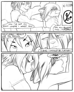 Rating: Explicit Score: 0 Tags: 4:5 anthro black_and_white canid canine comic dialogue duo e621 english_text femboy fox male male/male mammal monochrome no_fucking_sign no_sign piercing profanity ringtail-du-jour sneakerfox text User: bunchy7s