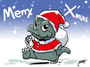 Rating: Safe Score: 0 Tags: 3_toes 4:3 ambiguous_gender christmas claws clothing e621 english_text feet godzilla godzilla_(series) hat headgear headwear holiday_message holidays kaiju looking_at_viewer outside pom_hat santa_claus scalie signature snow snowing solo tail text toe_claws toes toho unknown_artist walking User: bunchy7s