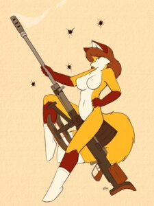 Rating: Questionable Score: 0 Tags: 2014 3:4 anthro anti-materiel_rifle anti-tank_gun anti-tank_rifle big_breasts black_nose blue_eyes breasts brown_hair canid canine chest_tuft clothing countershade_face countershade_neck countershade_torso countershading dipstick_tail e621 female fluffy fluffy_tail footwear fox fur gloves_(marking) gun hair hi_res holding_gun holding_object holding_ranged_weapon holding_weapon lahti_l-39 leg_markings legwear long_hair looking_at_viewer mammal markings naturally_censored nipple_tuft nude ranged_weapon red_body red_fur red_markings rifle signature simple_background smile socks socks_(marking) solo starfighter tail tail_markings tuft valtion_kivaaritehdas weapon white_body white_clothing white_countershading white_footwear white_fur white_inner_ear white_socks white_tail_tip yellow_body yellow_fur User: bunchy7s