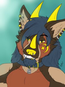 Rating: Safe Score: 0 Tags: 3:4 anthro e621 hair happy hi_res horn hybrid jstarwolf13 male solo voshiket User: bunchy7s